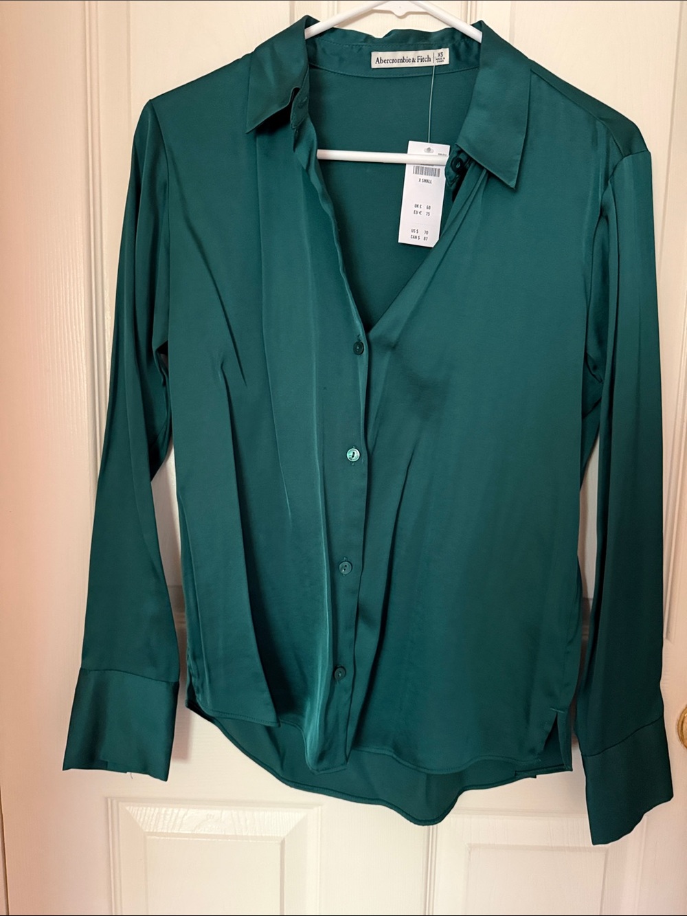 Abercrombie & Fitch Teal Satin Button-Down Shirt